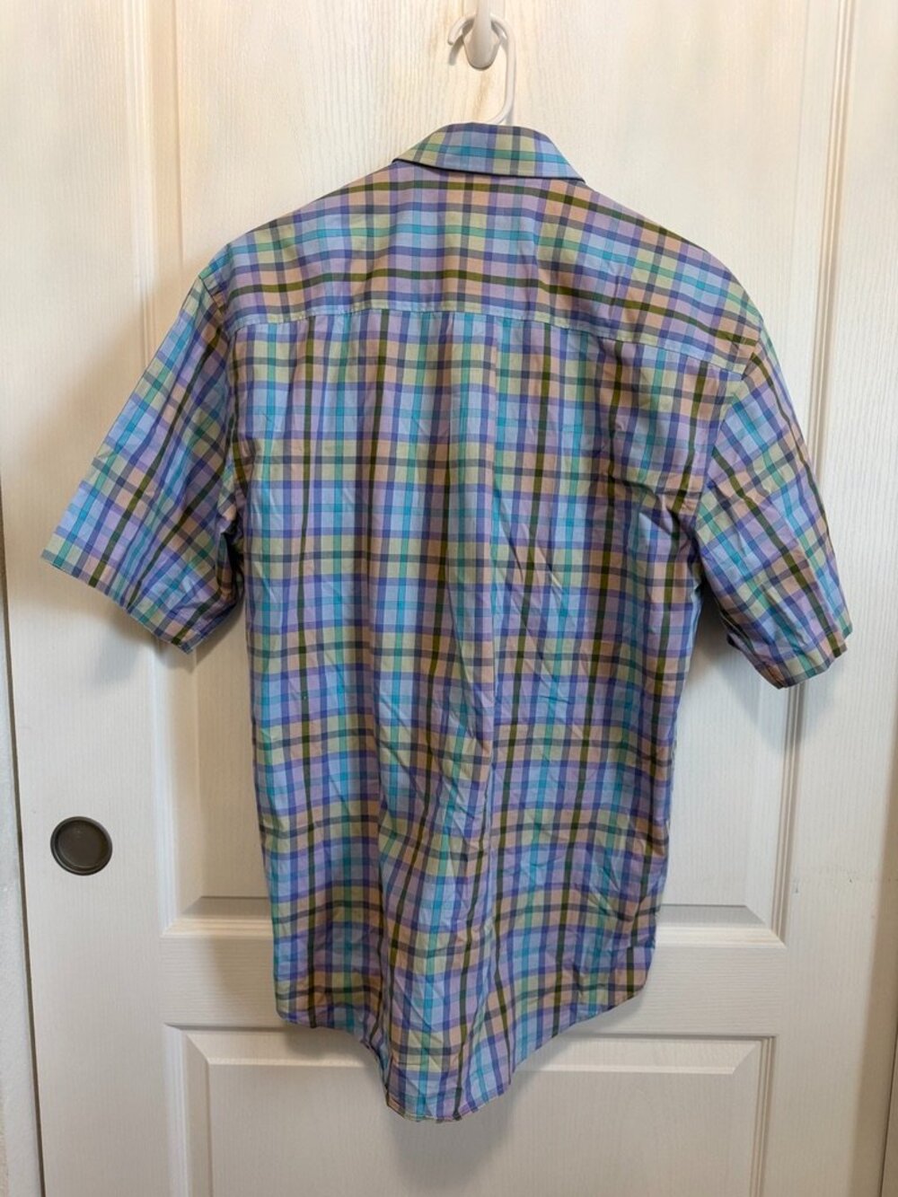 Alan Flusser Men’s Medium Multicolor Plaid Short Sleeve Button Down Shirt - Picture 5 of 6